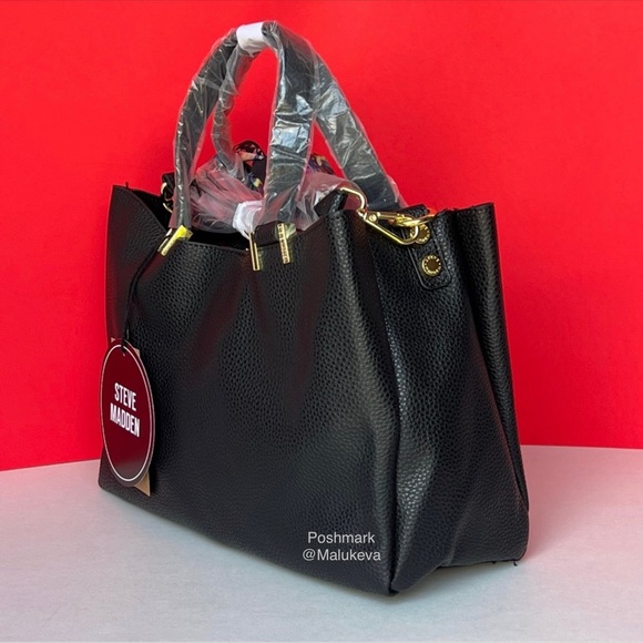 3pcs! Steve Madden Bparker Crossbody Purse Handbag color Black with Twilly scarf - Picture 5 of 14